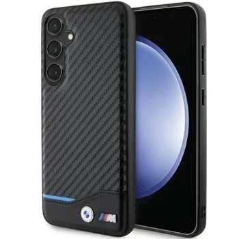 Samsung Galaxy S24+ Plus (SM-S926) BMW Leather Carbon Case Cover (BMHCS24M22NBCK), Black | Telefona Maciņš Vāks...