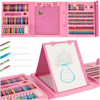 Painting art set in suitcase 208 pieces pink