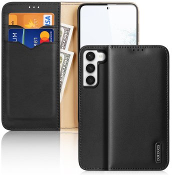 Dux Ducis Hivo Genuine Leather Wallet Case for Samsung Galaxy S23+ RFID, Black