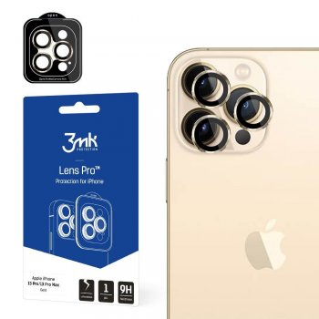 Apple iPhone 13 Pro /13 Pro Max 3MK Pro Lens Full Camera Tempered Glass, Gold | Pilns Kameras Aizsargstikls