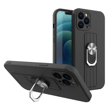 Samsung Galaxy S20 (SM-G980F/DS) Ring Silicone Case Cover with Finger Grip, Black | Чехол Кейс Бампер...