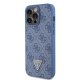 Guess Leather 4G Triangle Strass vāciņš iPhone 15 Pro Max, zils