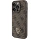 Apple iPhone 15 Pro 6.1\'\' Guess Leather 4g Triangle Strass Case Cover (Guhcp15lp4tdpw), Brown