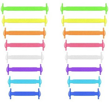 Silikona šņores bez siešanas Rainbow, 16 gab.