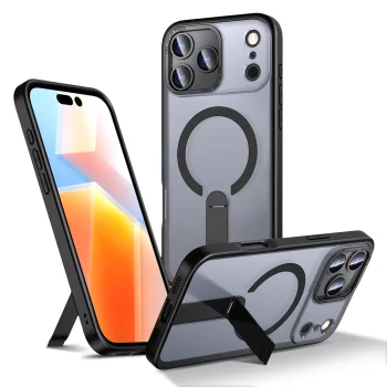 Hybrid Armor X iPhone 17 Pro vāciņš ar MagSafe statīvu, melns