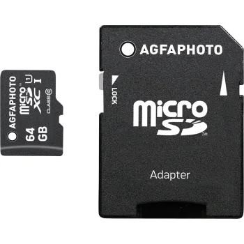 AgfaPhoto MicroSDXC UHS-I 64GB Class 10 U1 atmiņas karte ar adapteri