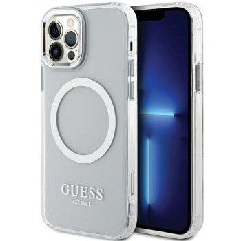 Guess iPhone 12 / 12 Pro Case Metal Outline MagSafe, Silver
