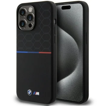 Чехол BMW для iPhone 15 Pro Max Silicone Pattern MagSafe, черный