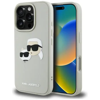 Karl Lagerfeld HC 3D Rubber Double Heads iPhone 16 Pro Max vāciņš - bēšs | Case Beige