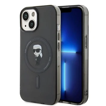 Чехол Karl Lagerfeld для iPhone 15 IML Ikonik MagSafe, черный