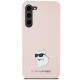Samsung Galaxy S23 (SM-S911) Karl Lagerfeld Silicone Choupette Metal Pin Case Cover, Pink