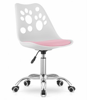 Ergonomic Swivel Office Chair PRINT with Adjustable Height, White and Pink