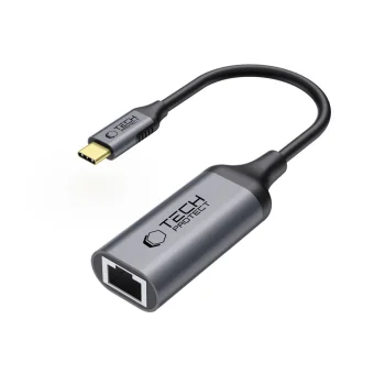Tech-Protect UltraBoost USB-C uz RJ45 1000Mbps Ethernet adapteris, melns