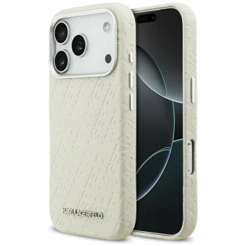 Чехол Karl Lagerfeld FW Stamped Karl MagSafe для iPhone 17 Pro — бежевый