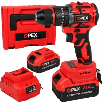 OPEX TOOLS OPX28037 Cordless Drill Driver, 21V, 2x 3.0Ah, 50Nm
