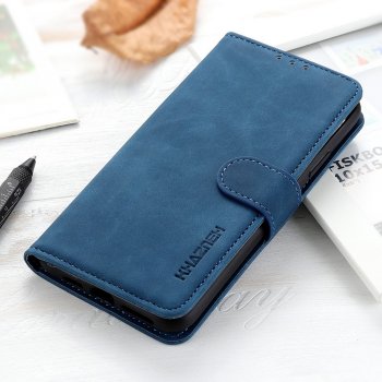 Nokia C10 / C20 KHAZNEH Retro Textured Wallet Stand Drop-Proof Leather Cover Case, Blue | Telefona Vāciņš Maciņš...