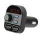 Bluetooth Car Kit Wireless FM Transmitter A2DP Music Playing with Dual USB Car Charger, Black