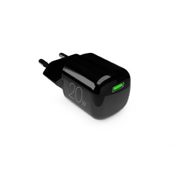 Puro 20W GaN USB-C sienas lādētājs ar USB‑C pieslēgvietu – melns