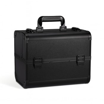 Professional Makeup Train Case Cosmetic Organizer 35x25x31 cm, Black
