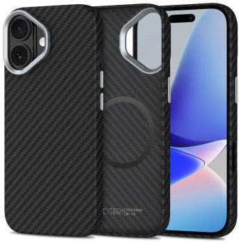 Tech-Protect iPhone 17 vāciņš Ion Carbon MagSafe, melns/sudraba