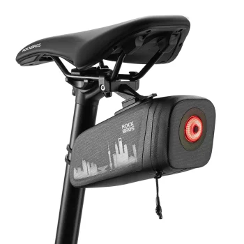 Zem sēdekļa velosoma Rockbros AS-141 ar aizmugurējo lukturi, melna