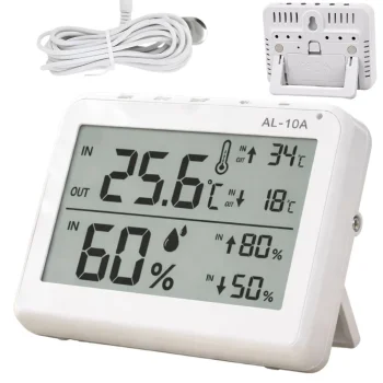 Цифровая метеостанция с LCD-дисплеем, проводным датчиком,...