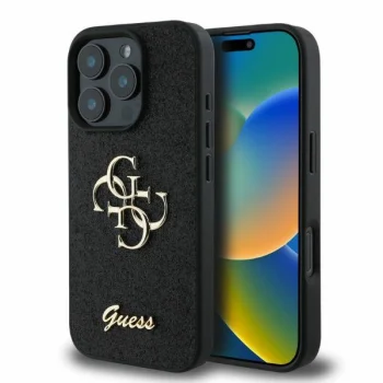 Guess Fixed Glitter Big 4G vāciņš iPhone 16 Pro Max - melns | Phone Case Cover Black