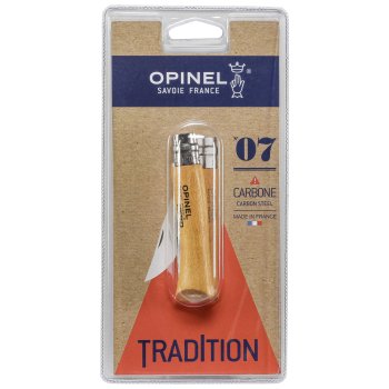 Opinel No. 07 Pocket Knife, Carbon Steel, Beech Wood Handle