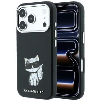 Чехол Karl Lagerfeld Smooth Choupette Sketch MagSafe для iPhone 18 Pro Max / 17 Pro Max, черный