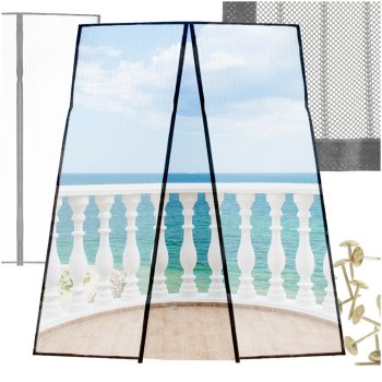 LUARO magnētiskais moskītu tīkls durvīm 100x210 cm, izturīgs pretinsektu siets