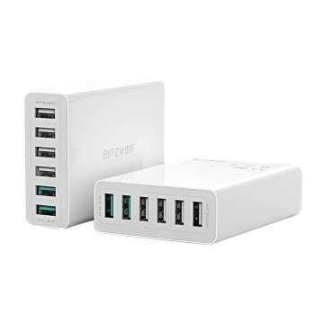 Blitzwolf BW-S15 6x USB tīkla lādētājs, 60W, QC 3.0, balts