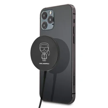 Беспроводное зарядное устройство Karl Lagerfeld Iconic 15W MagSafe, черное