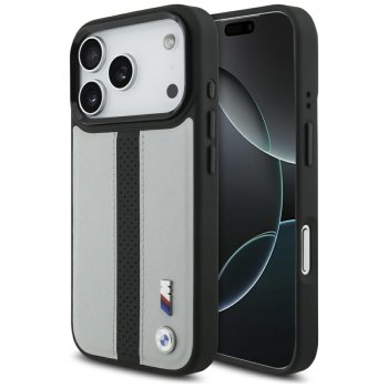 Чехол BMW M Perforated Stripe Logo MagSafe для iPhone 17 Pro - Серый
