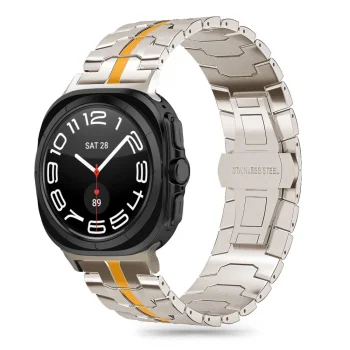 Ремешок Tech-Protect Stainless Line для Samsung Galaxy Watch Ultra (47 мм) - титан / оранжевый