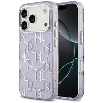 Karl Lagerfeld IML KL Monogram MagSafe vāciņš iPhone 17 Pro Max violetā krāsā