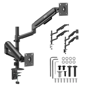 Ergo Office ER-692 B divu monitoru statīvs ar gāzes atsperi, 17"-32", 1-10kg, melns