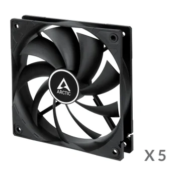 Arctic F12 120mm datora korpusa ventilatori, 3-pin, melni, 5 gab.