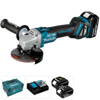 Makita DGA513RT3J Cordless Angle Grinder 18V 125 mm with 3x 5.0 Ah Batteries and Case