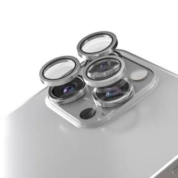 Etteri kameras aizsargstikls iPhone 15 Pro / 15 Pro Max, sudraba