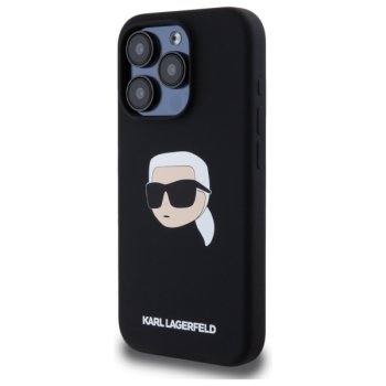 Чехол Karl Lagerfeld Silicone Karl Head Print MagSafe для iPhone 15 Pro, черный