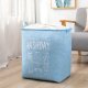 Foldable laundry basket with handles, 70L, polyester, blue