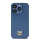 DKNY iPhone 15 Pro vāciņš Leather Monogram Pattern Metal Logo MagSafe, zils