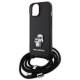 Karl Lagerfeld iPhone 15 Case Crossbody Saffiano Metal Pin, Black