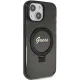 Чехол Guess Ring Stand Script Glitter MagSafe для iPhone 15 - черный