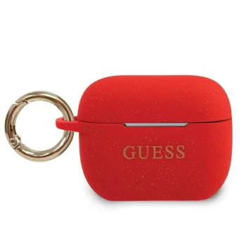 Guess AirPods Pro maciņš Silicone Glitter, sarkans