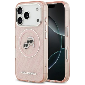 Karl Lagerfeld IML Glitter Karl&Choupette Heads Logo MagSafe Phone Case Cover iPhone 17 Pro Max - Pink