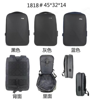 Anti-Theft Hard Shell Laptop Backpack with USB Port and Lock, Grey