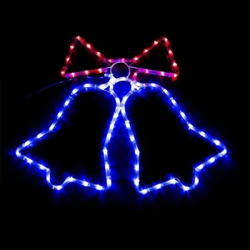 Liela LED Ziemassvētku dekorācija Zvaniņi 60x48 cm, zila/sarkana