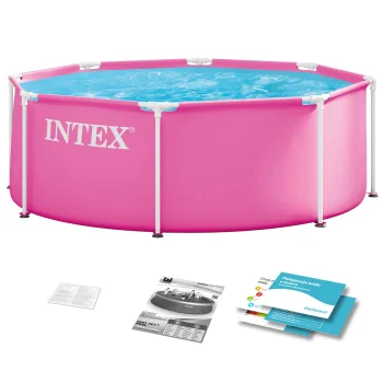 Intex 28290ND Round Frame Pool for Kids 244x76 cm, Pink