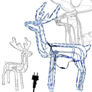 Liels LED spīdošs brieža dekors ar kustīgu galvu, 216 LED, dārzam